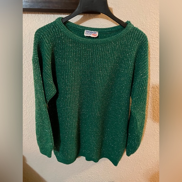 Vintage knit sweater! Beautiful emerald green with sparkles‎ in knit! Size med - Picture 1 of 5